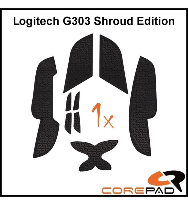 Corepad Black Mouse Grip - Logitech G303 Shroud Edition