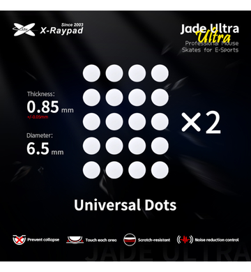 X-Raypad Jade Ultra Series Consistency & Speed Mouse Feet (Skates) - DIY Universal D6.5mm 0.85mm Dots – 40 Dots (Set of 2)