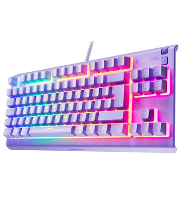 SteelSeries Apex 3 TKL Lavender Gaming Keyboard - Whisper-Quiet Membrane Switches