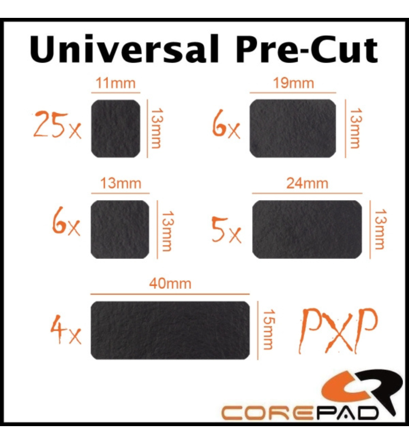 Corepad PXP Mouse Grip - Universal Pre-Cut Keyboard & Mouse - Black