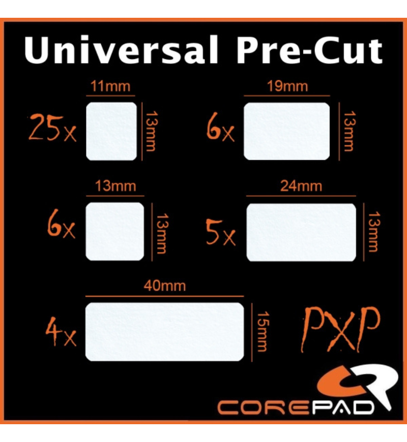 Corepad PXP Mouse Grip - Universal Pre-Cut Keyboard & Mouse - White