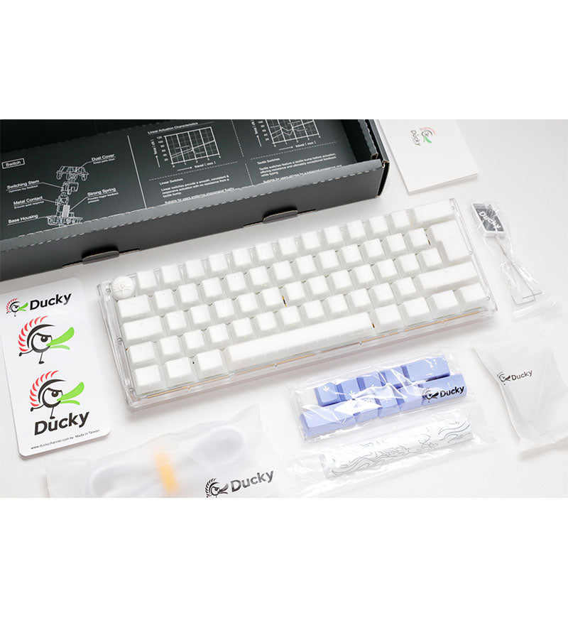 Ducky One 3 Aura White Mini RGB Mechanical Keyboard - Cherry MX Brown