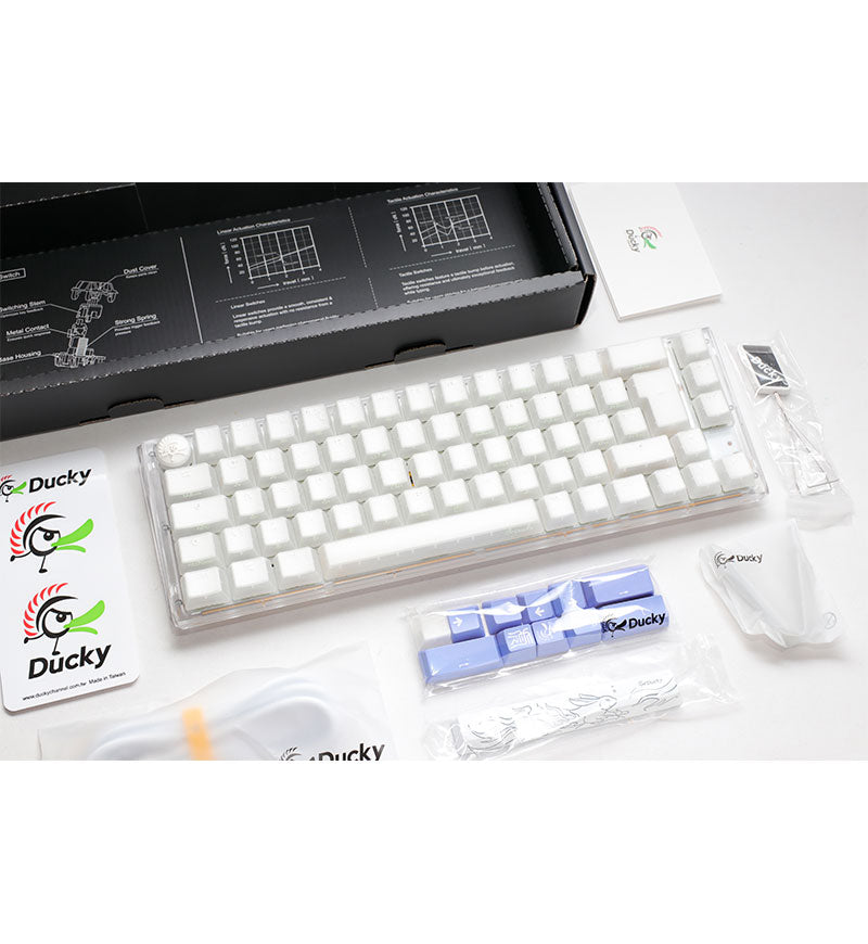 Ducky One 3 Aura White SF RGB Mechanical Keyboard - Cherry MX Silent Red