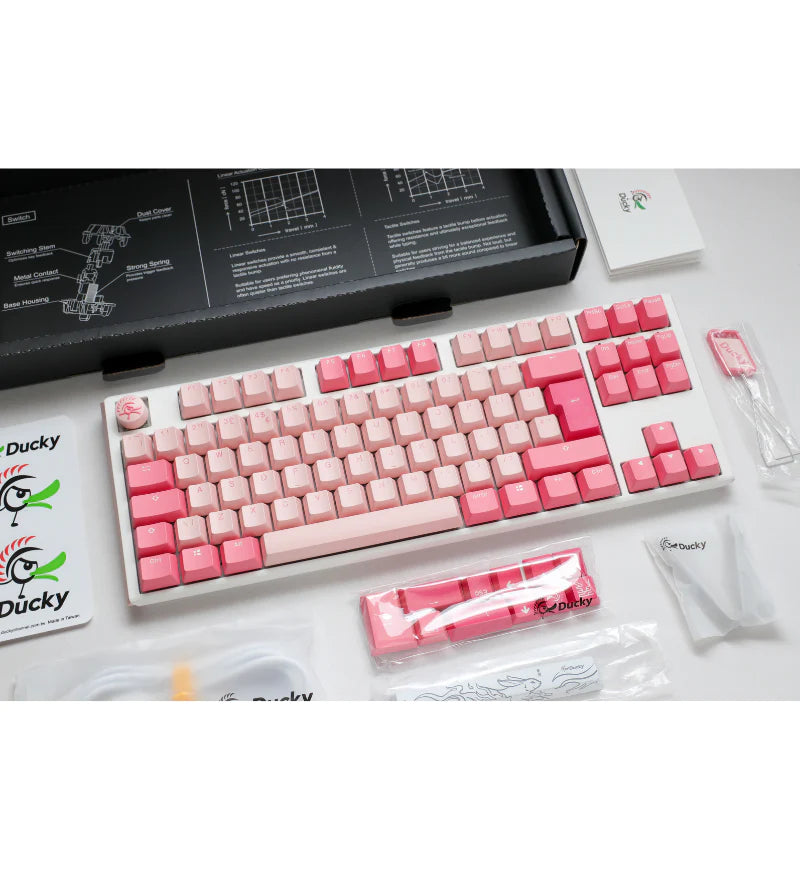 Ducky One 3 Gossamer PInk TKL Mechanical Keyboard - Cherry MX Ergo Clear