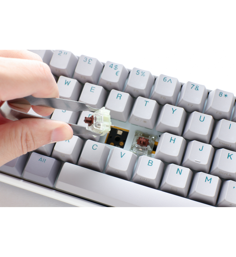 Ducky One 3 Mist Grey Mini RGB Mechanical Keyboard - Cherry MX Brown