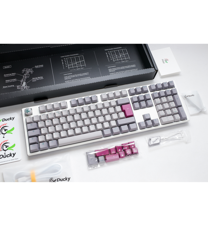 Ducky One 3 Mist Grey RGB Mechanical Keyboard - Cherry MX Blue