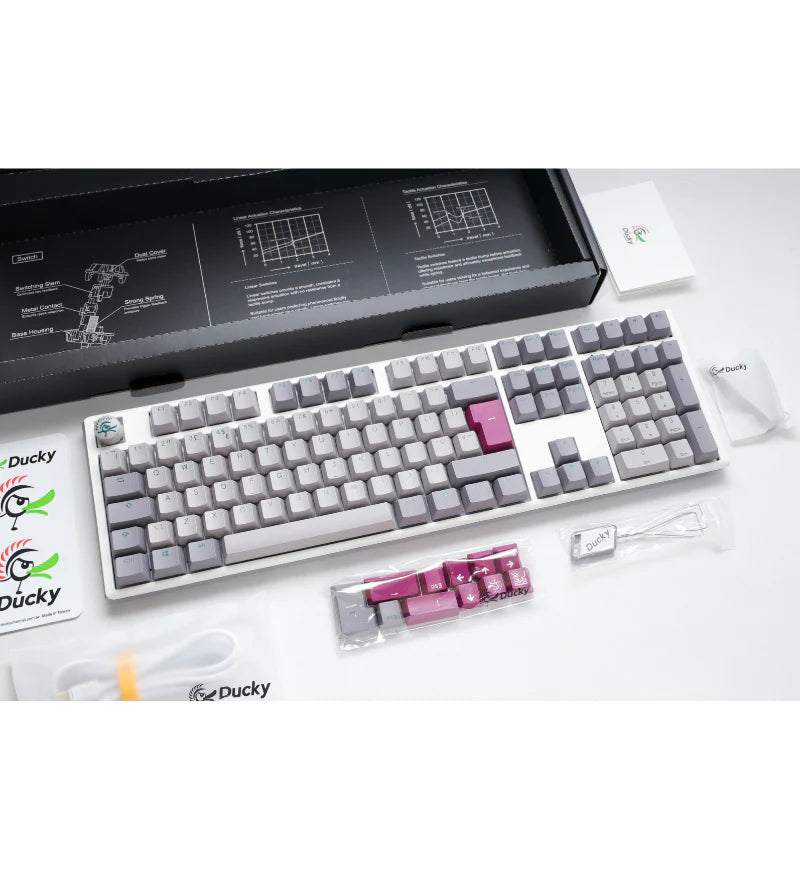 Ducky One 3 Mist Grey RGB Mechanical Keyboard - Cherry MX Ergo Clear