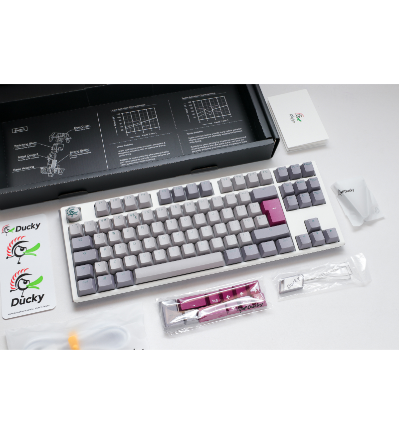 Ducky One 3 Mist Grey TKL RGB Mechanical Keyboard - Cherry MX Silent Red