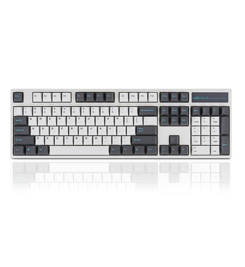 Leopold FC900R PD White/Grey US Layout Mechanical Keyboard - Cherry MX Silent Red Switches