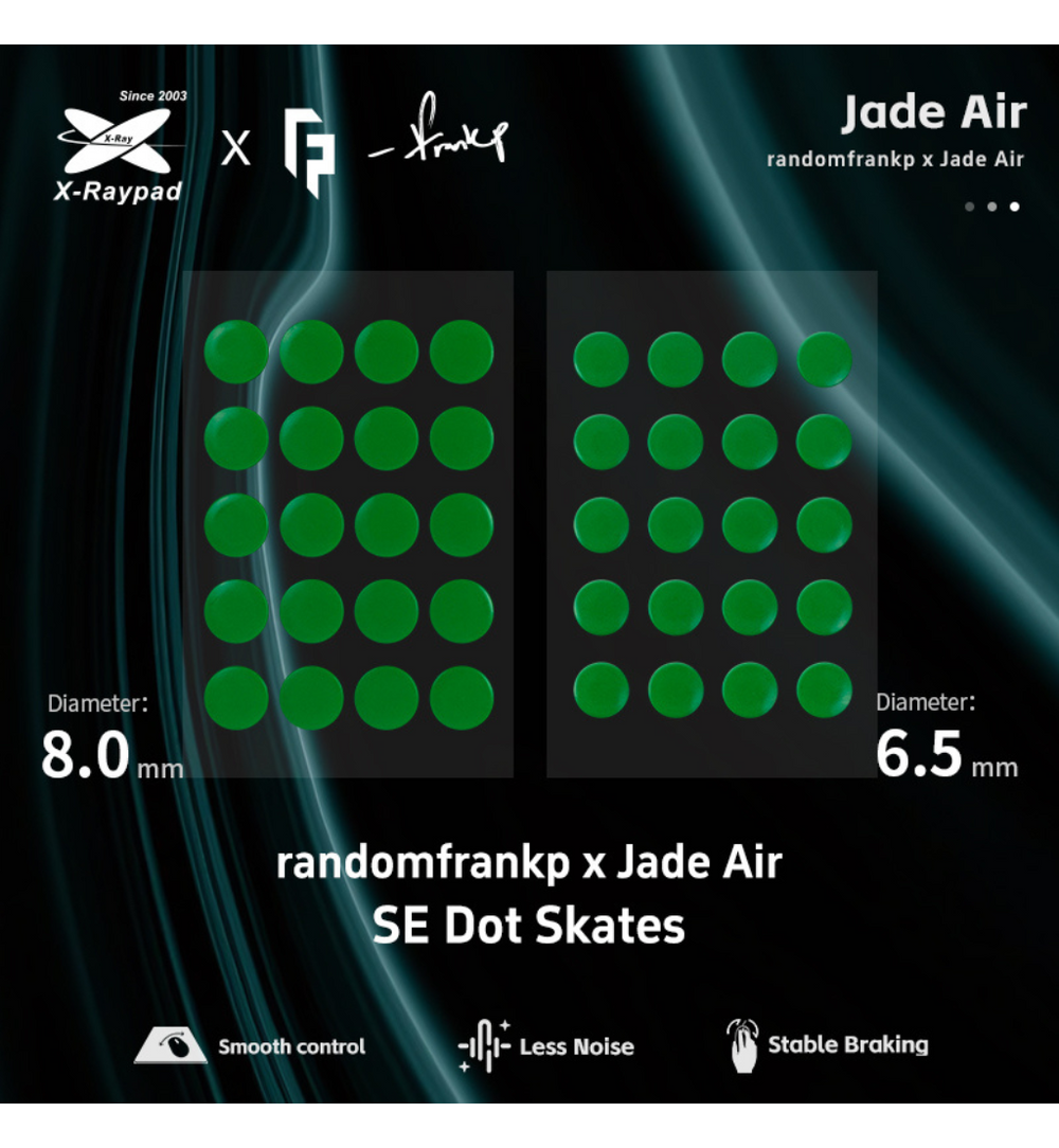 randomfrankp x X-Raypad Jade Air SE Mouse Feet (Skates) - DIY Universal 8.0mm and 6.5mm Dots (Set of 2 Diameter)