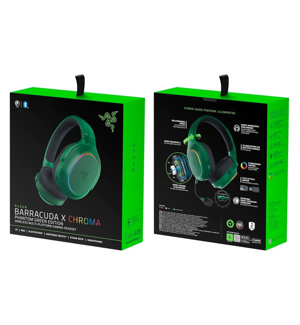 Razer Barracuda X Chroma Wireless Gaming Headset - Phantom Green