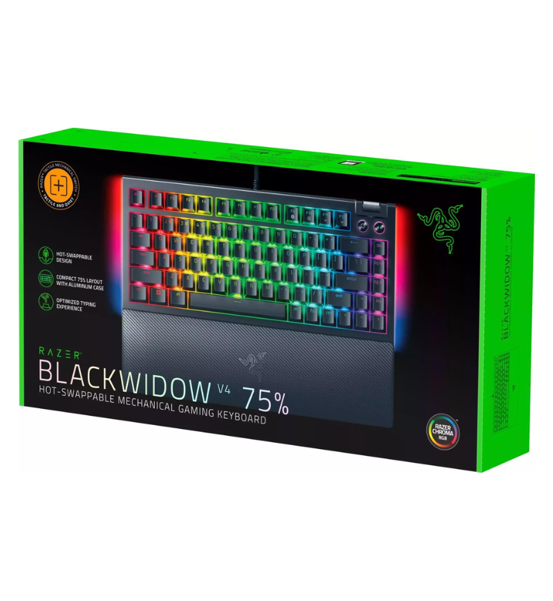 Razer Blackwidow V4 75% RGB Mechanical US ANSI Keyboard - Razer Orange Switches