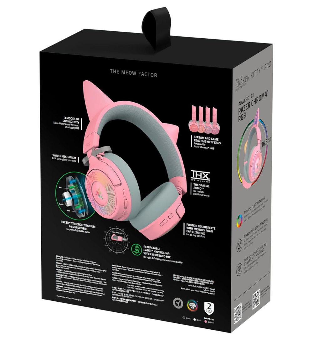 Razer Kraken Kitty V3 Pro Wireless RGB Gaming Headset - Quartz
