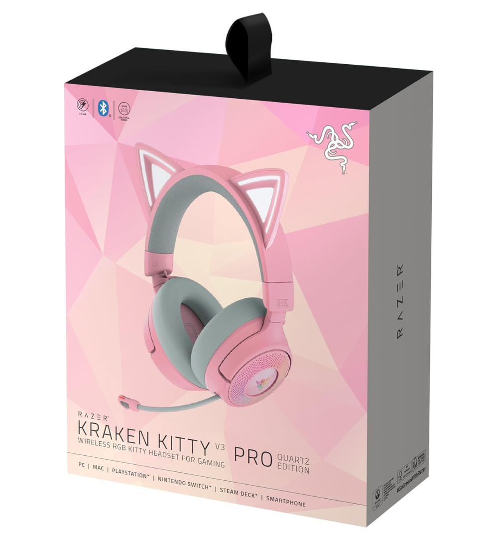Razer Kraken Kitty V3 Pro Wireless RGB Gaming Headset - Quartz