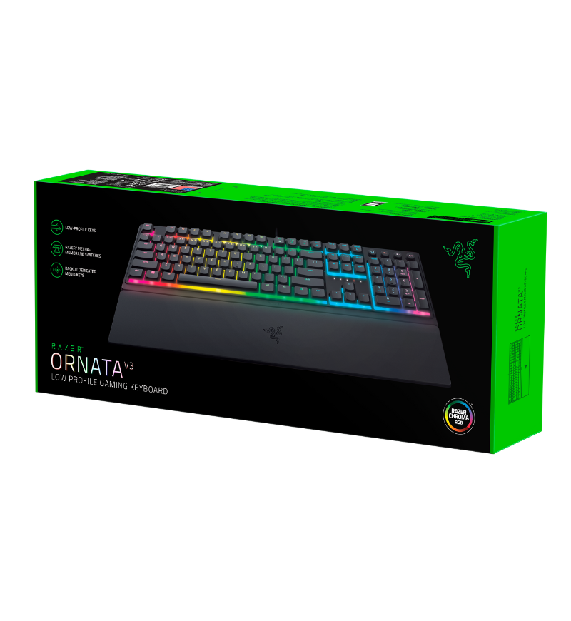 Razer Ornata V3 Gaming Keyboard UK - Low Profile Mecha Membrane Switches