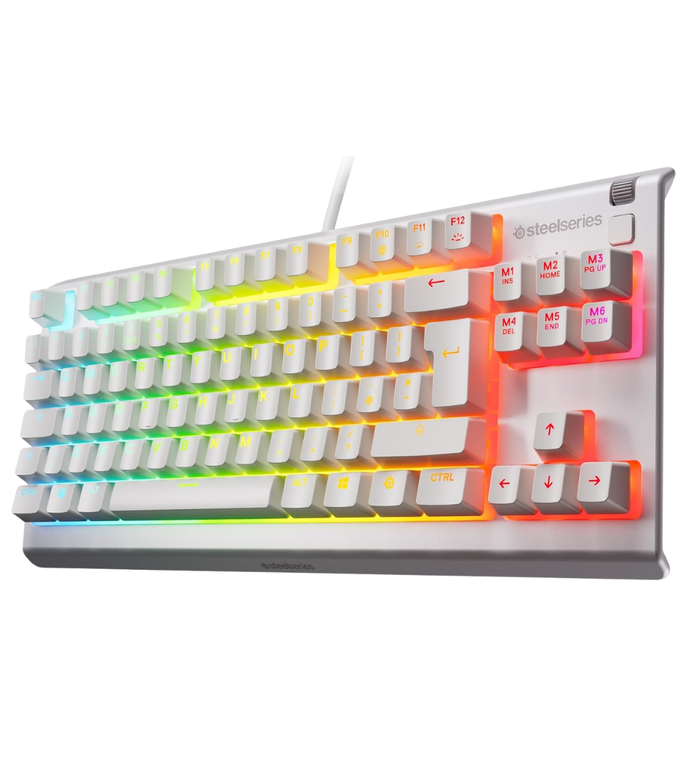 SteelSeries Apex 3 TKL White Gaming Keyboard - Whisper-Quiet Membrane Switches
