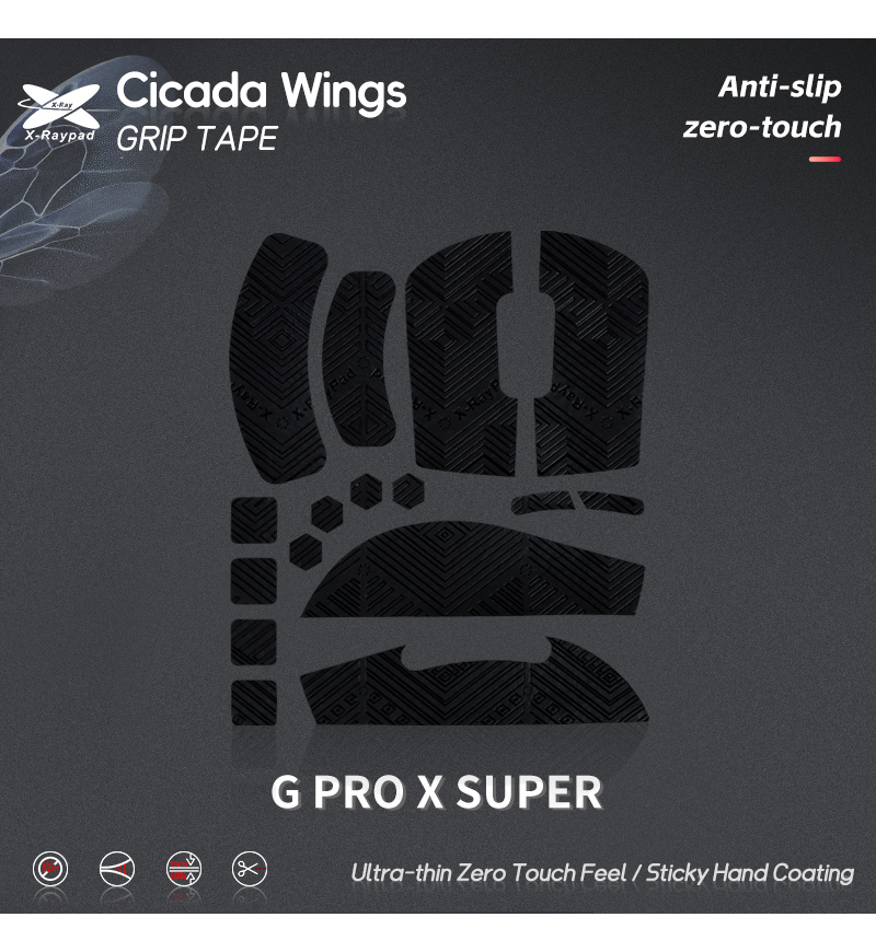 X-Raypad Black Cicada Wings Geom Grip - Logitech G Pro X Superlight / GPX2