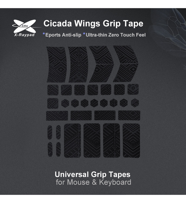 X-Raypad Black Cicada Wings Geom Ultra-thin Grip - Universal Grip Tape Pre-cut