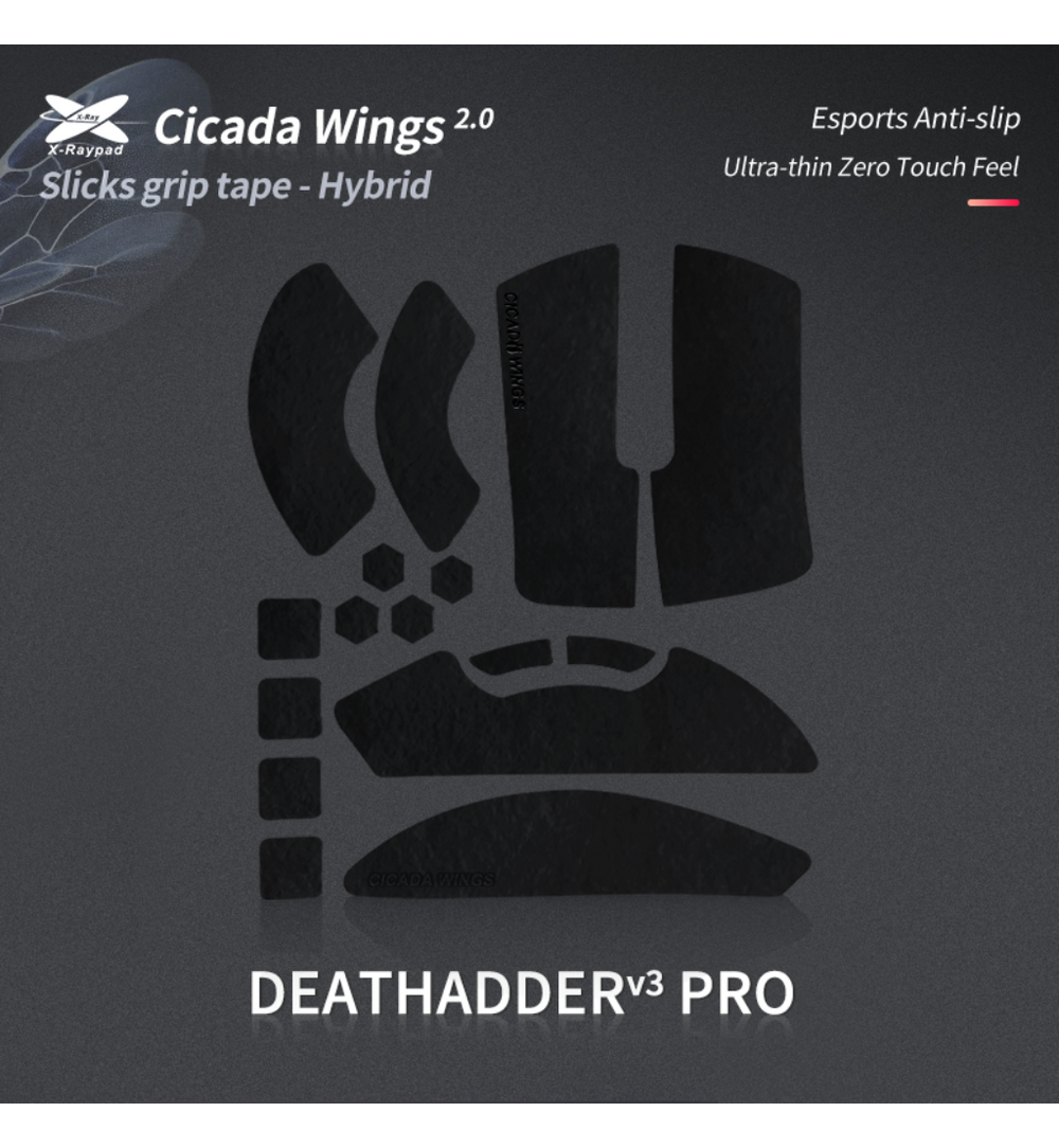 X-Raypad Black Cicada Wings V2 Slicks Grip - Razer DeathAdder V3 Pro