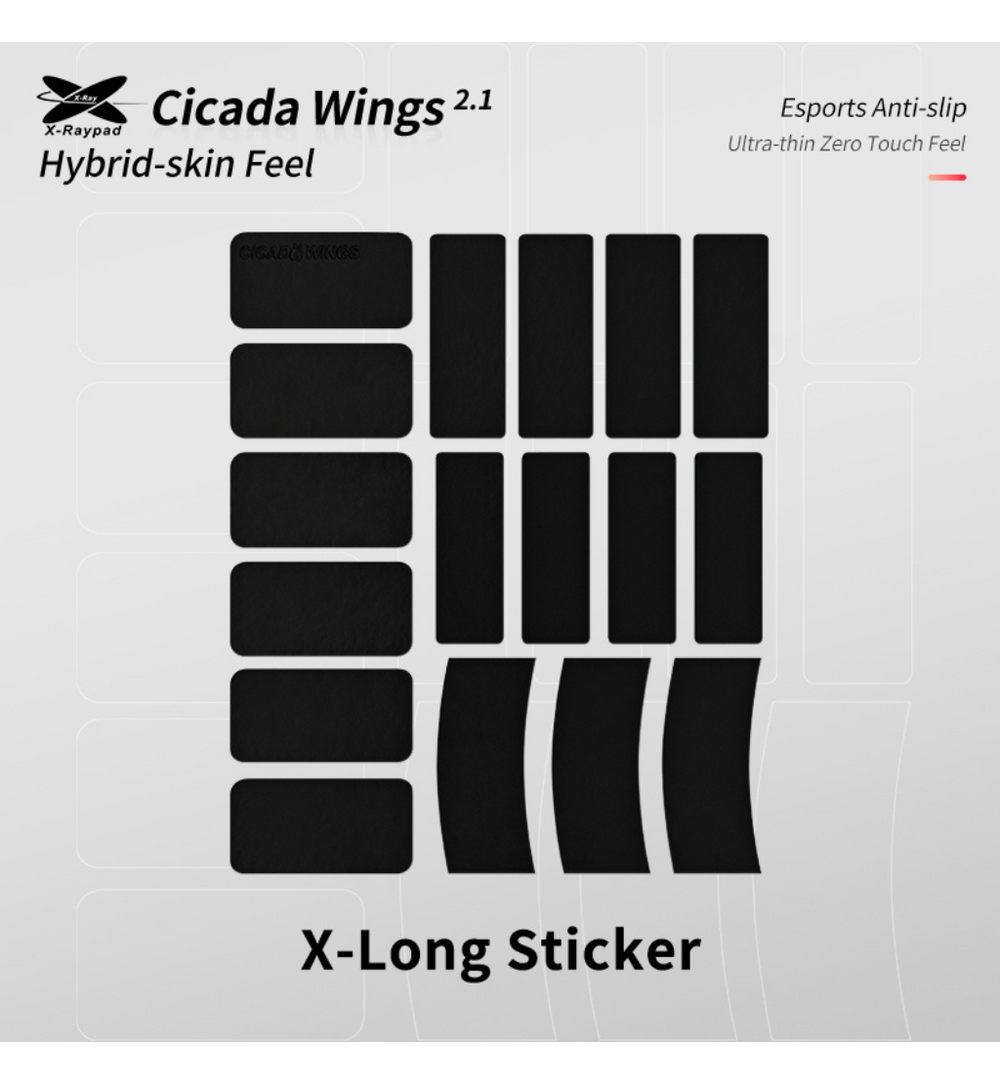 X-Raypad Black X-Long Sticker Cicada Wings V2.1 Slicks Mouse Grip - Universal Pre-cut
