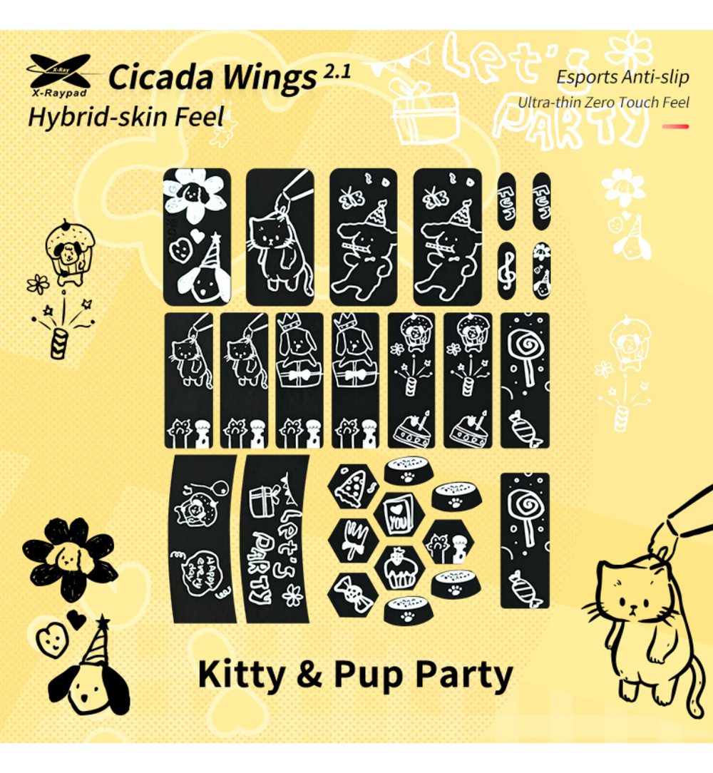 X-Raypad KItty & Pup Cicada Wings V2.1 Mouse Grip - Universal Pre-cut