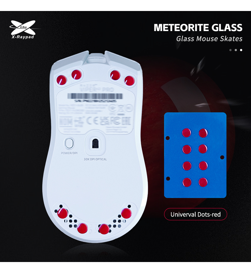 X-Raypad Meteorite Red Glass Mouse Feet (Skates) - DIY Universal 0.99mm Dots (Set of 2)