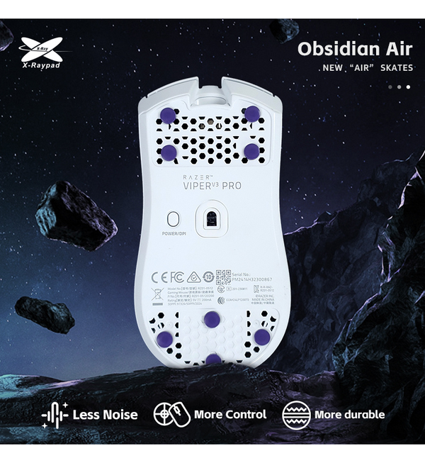 X-Raypad Obsidian Air Mouse Feet (Skates) - DIY Universal 1.0mm Dots (Set of 2)