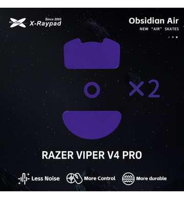 X-Raypad Obsidian Air Quiet & Control Mouse Feet (Skates) - Razer Viper V4 Pro (Set of 2)