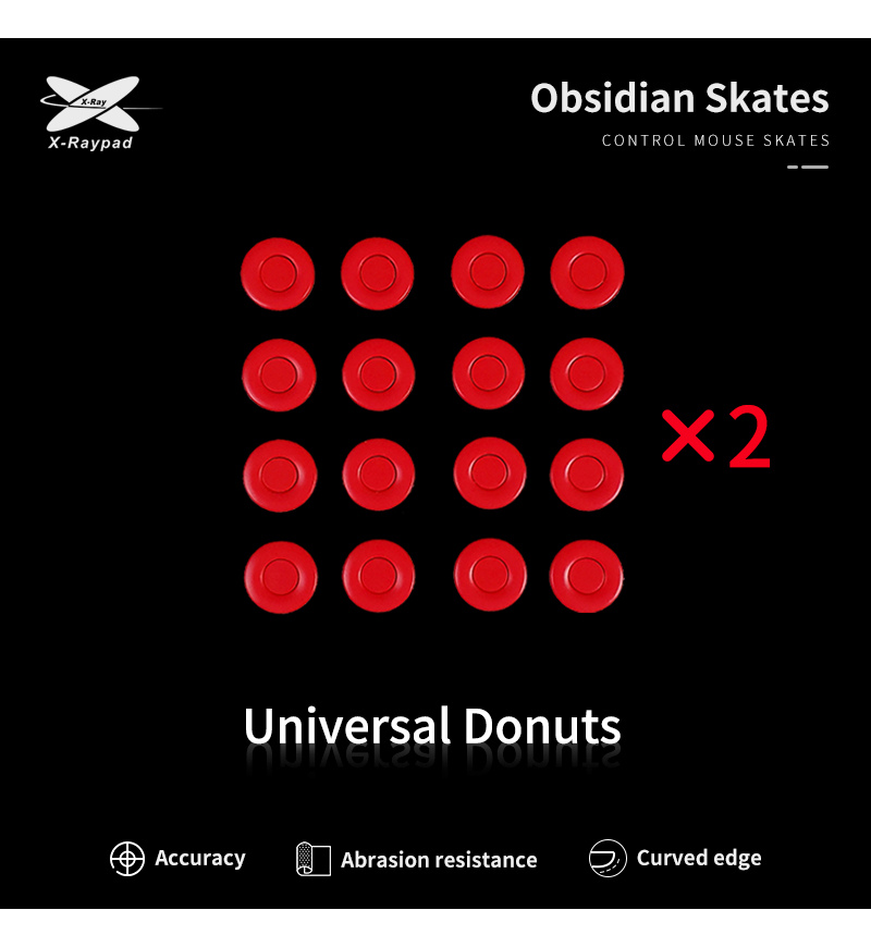 X-Raypad Obsidian Mouse Feet (Skates) - DIY Universal Donuts (Set of 2)