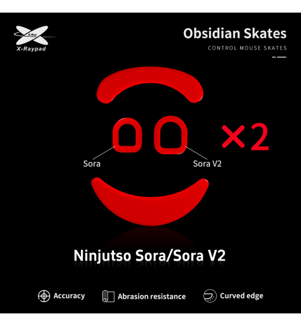 X-Raypad Obsidian Mouse Feet (Skates) - Ninjutso Sora / Sora V2 (Set of 2)