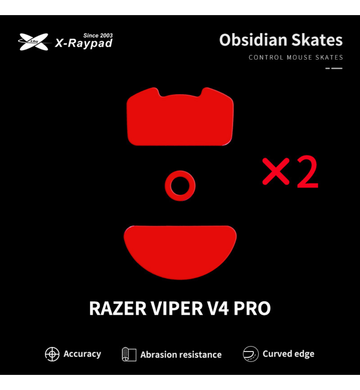 X-Raypad Obsidian Pure Control Mouse Feet (Skates) - Razer Viper V4 Pro (Set of 2)