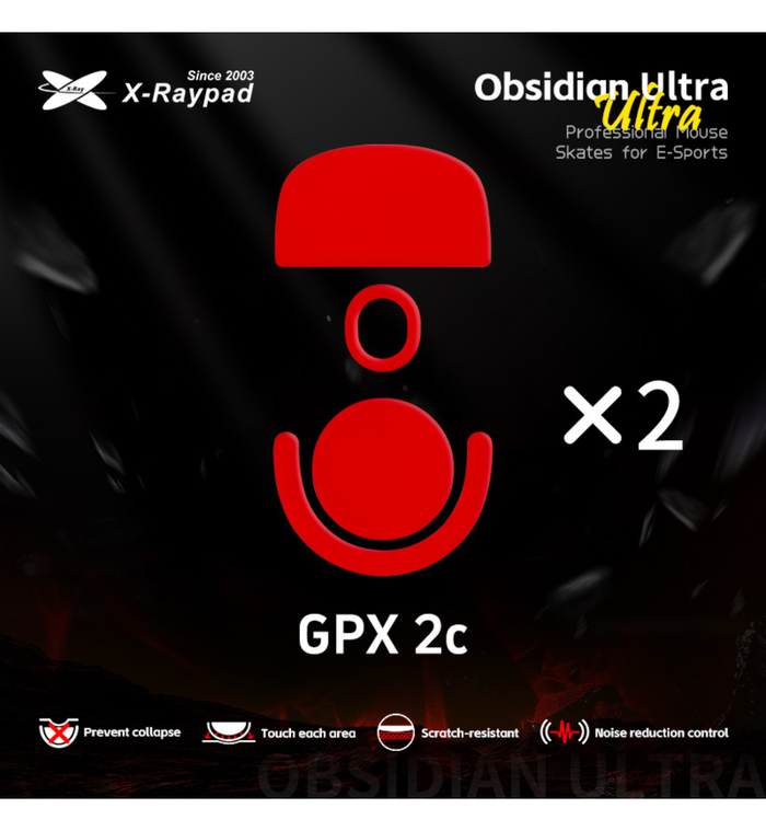 X-Raypad Obsidian Ultra Series Consistency & Control Mouse Feet (Skates) - Logitech G Pro X Superlight 2c (Set of 2)