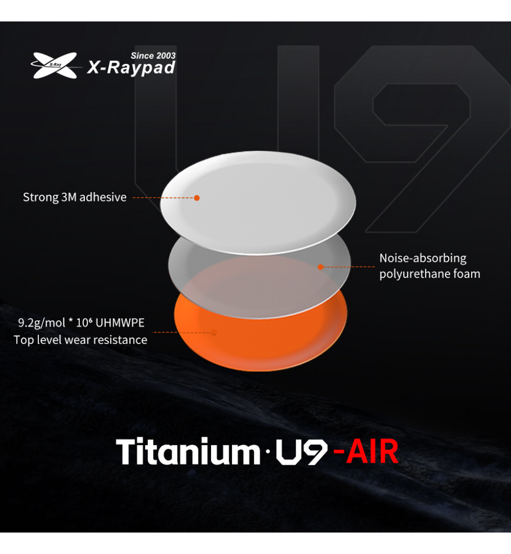 X-Raypad Titanium U9 Air Mouse Feet (Skates) - Universal Dots 8mm (Set of 2)