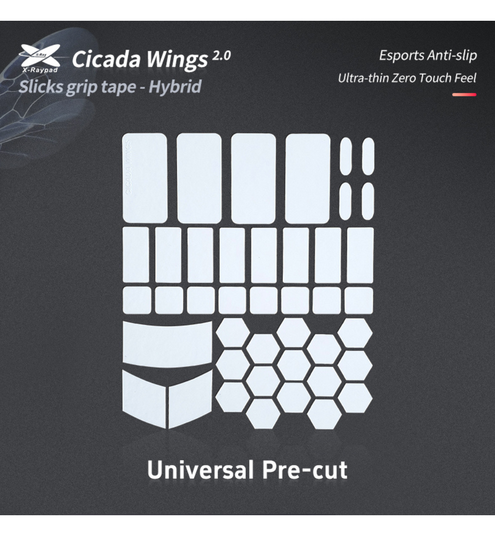 X-Raypad White Cicada Wings V2.1 Slicks Mouse Grip - Universal Pre-cut