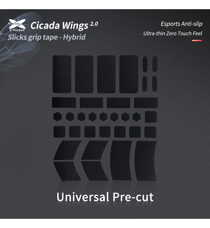 X-Raypad Black Cicada Wings V2 Slicks Grip - Universal Grip Tape Pre-cut