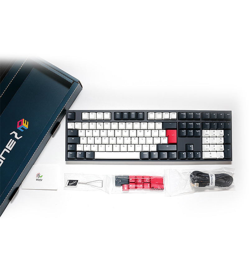 Ducky One 2 Tuxedo Non-Backlit Mechanical Keyboard - Cherry MX Silent Red Switches