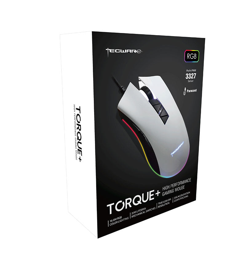 Tecware Torque Plus 97g RGB Optical Mouse - Gloss White