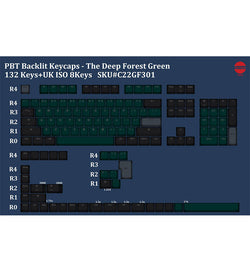 Tai-Hao PBT Backlit Deep Forest Green 140 Keycaps - UK & US