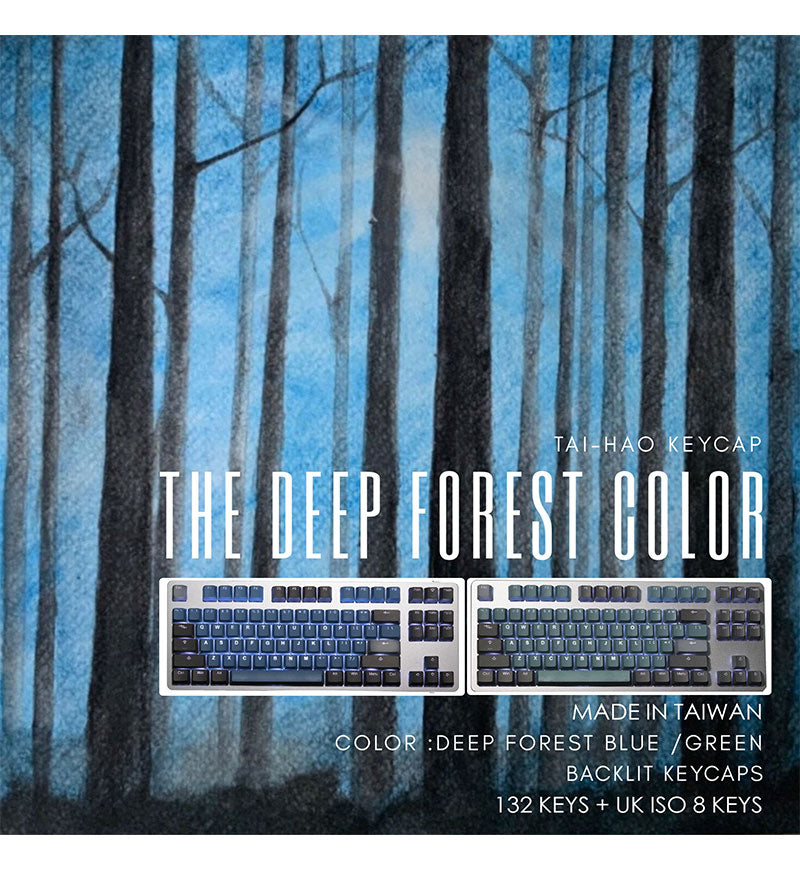 Tai-Hao PBT Backlit Deep Forest Blue 140 Keycaps - UK & US