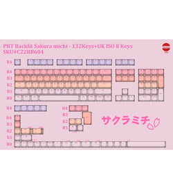 Tai-Hao PBT Double Shot Backlit Sakura Michi 140 Keycaps - UK & US