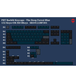 Tai-Hao PBT Backlit Deep Forest Blue 140 Keycaps - UK & US