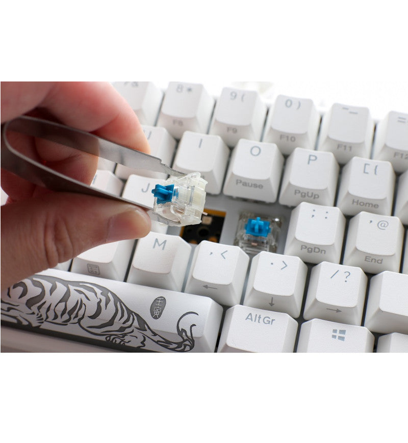 Ducky One 3 Pure White Mini RGB Mechanical Keyboard - Cherry MX Blue