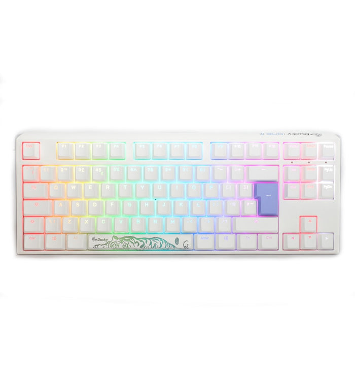Ducky One 3 Pure White TKL RGB Mechanical Keyboard - Cherry MX Blue
