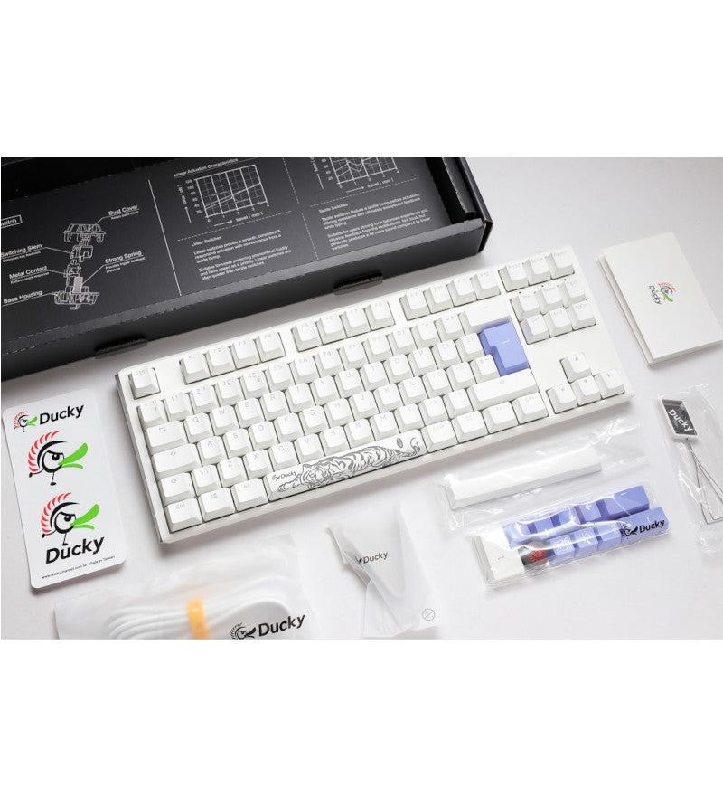 Ducky One 3 Pure White TKL RGB Mechanical Keyboard - Cherry MX Red