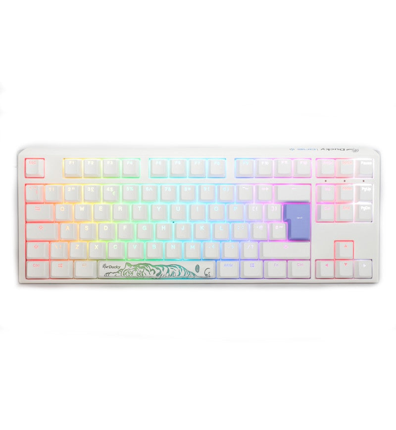 Ducky One 3 Pure White TKL RGB Mechanical Keyboard - Cherry MX Silent Red