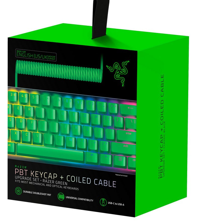 Razer PBT Keycap & Coiled Cable Upgrade Set - Green