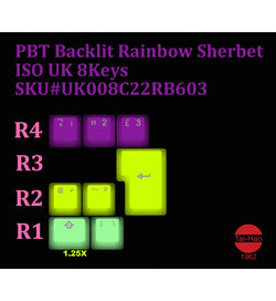 Tai-Hao PBT Double Shot Backlit Rainbow Sherbet 121 Keycaps - UK & US