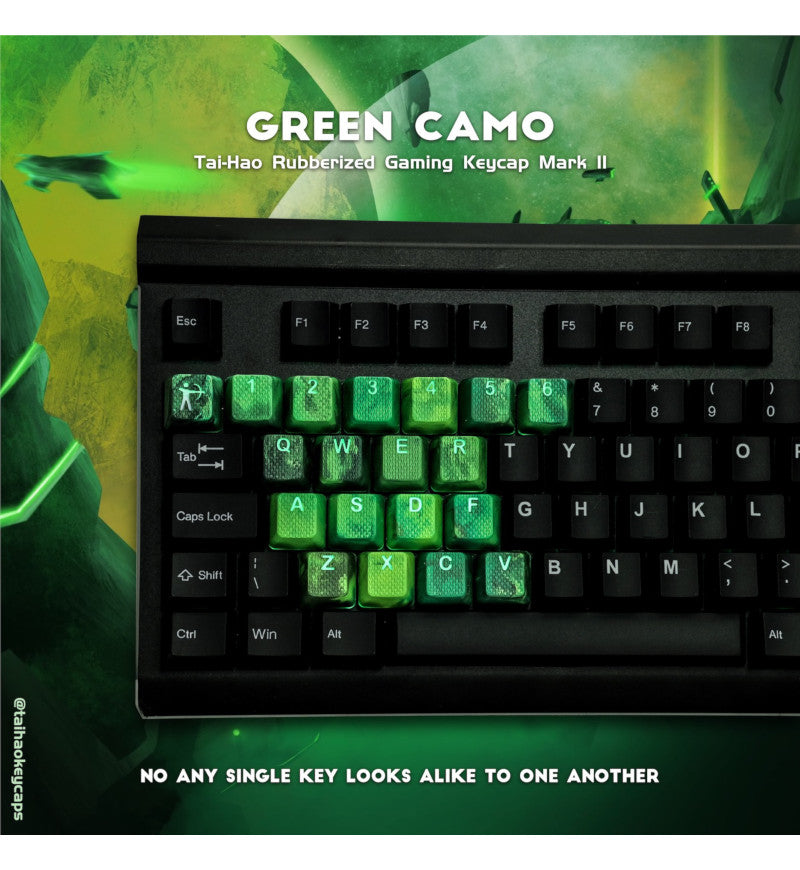 Tai-Hao TPR Rubber Green Camo 23 Keycaps