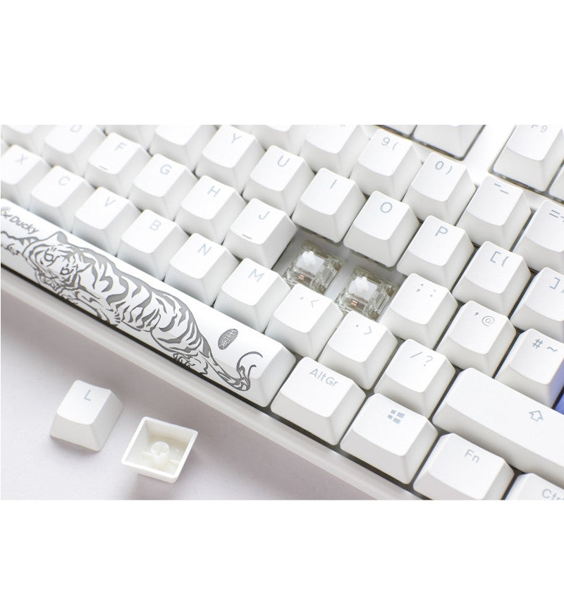 Ducky One 3 Pure White RGB Mechanical Keyboard - Cherry MX Silent Red
