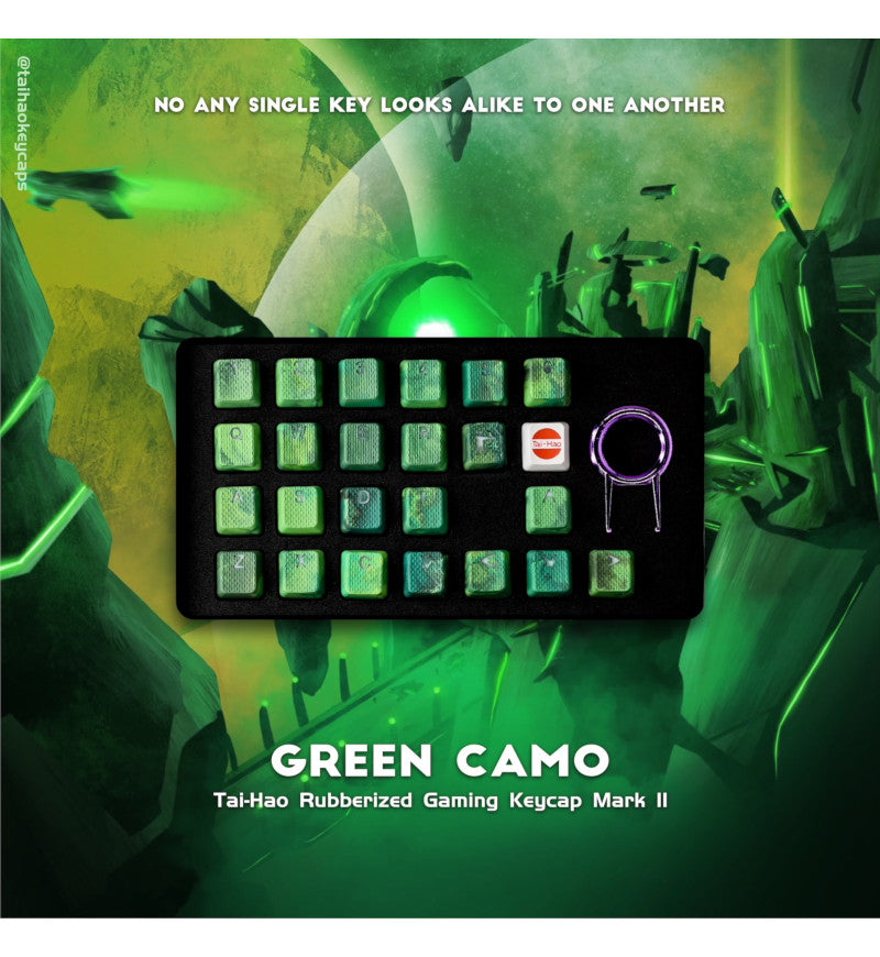 Tai-Hao TPR Rubber Green Camo 23 Keycaps